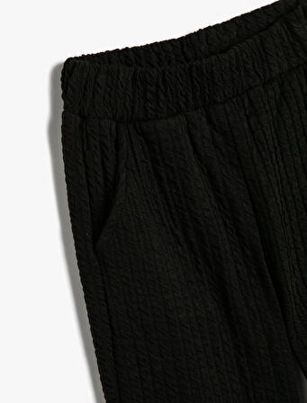 Basic Jogger Eşofman Altı Dokulu Beli Lastikli Cepli 