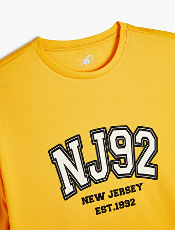 Oversize Spor Tişört Ekstra Uzun Baskılı Kısa Kollu Bisiklet Yaka 