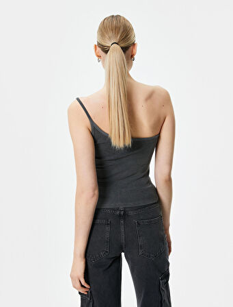 Tek Omuz Atlet Slim Fit Soluk Efektli Kolsuz