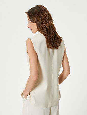 Uzun Yelek Kruvaze Düğmeli