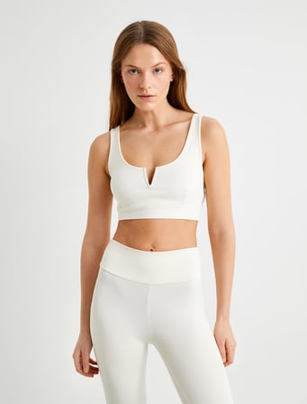 Sporcu Sütyeni Kaplı Kalın Askılı Kesik Yaka Slim Fit