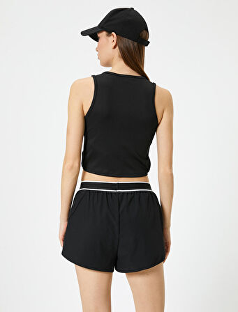 Yanları Pencere Detaylı Spor Crop Atlet Fitilli