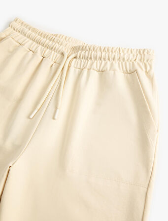 Jogger Eşofman Altı Spor Yüksek Bel Cepli Beli Bağlamalı Pamuklu Rahat Kalıp