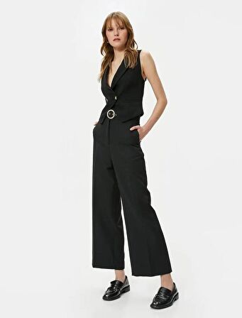 4SAK40047UW Koton Kadın Kanvas Pantolon SİYAH