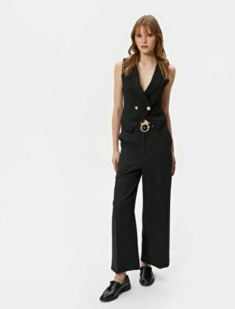 4SAK40047UW Koton Kadın Kanvas Pantolon SİYAH