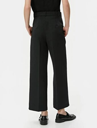 4SAK40047UW Koton Kadın Kanvas Pantolon SİYAH