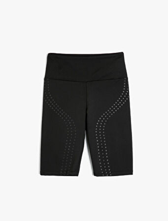 Biker Tayt Yüksek Bel Slim Fit Baskı Detaylı