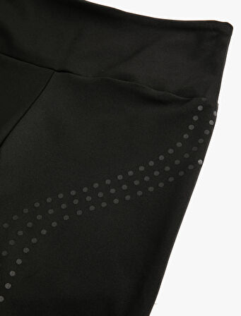 Biker Tayt Yüksek Bel Slim Fit Baskı Detaylı