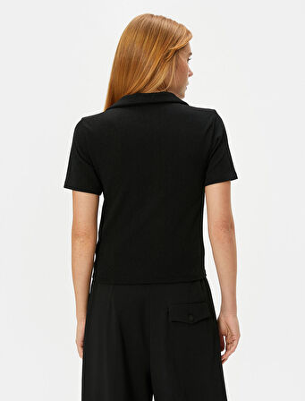 Polo Yaka Tişört Kısa Kollu Dokulu Regular Fit