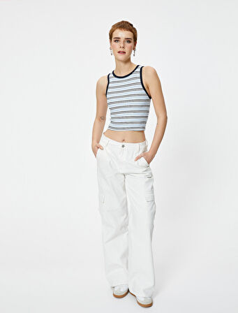 Crop Atlet Slim Fit Ribanalı