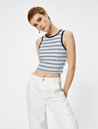 Crop Atlet Slim Fit Ribanalı