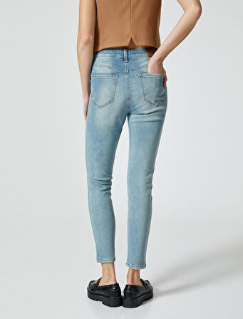 Yüksek Bel Skinny Kot Pantolon Cepli Pamuklu - Carmen Jean