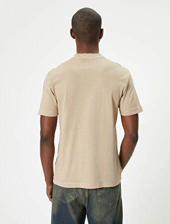 Slogan Baskılı Tişört Bisiklet Yaka Kısa Kollu Pamuklu