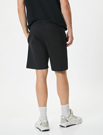 Bermuda Şort Beli Bağcıklı Nervürlü Cepli