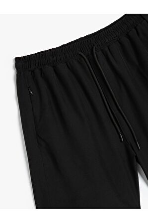 Spor Şort Beli Bağcıklı Fermuar Cep Detaylı