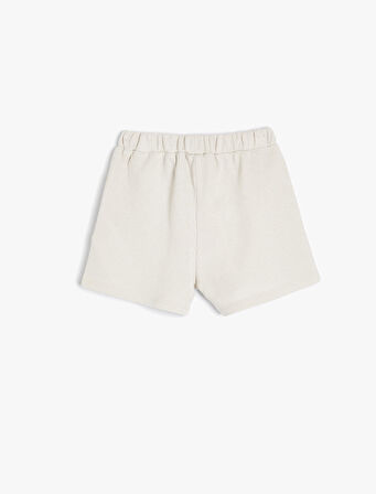 Basic Şort Beli Lastikli Dokulu Pamuklu
