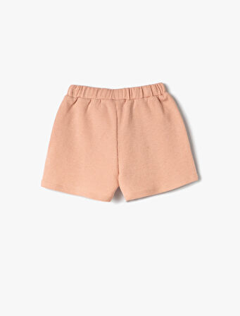 Basic Şort Beli Lastikli Dokulu Pamuklu
