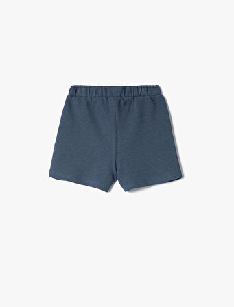 Basic Şort Beli Lastikli Dokulu Pamuklu