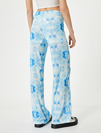 Bol Paça Pantolon Batik Desenli Normal Bel