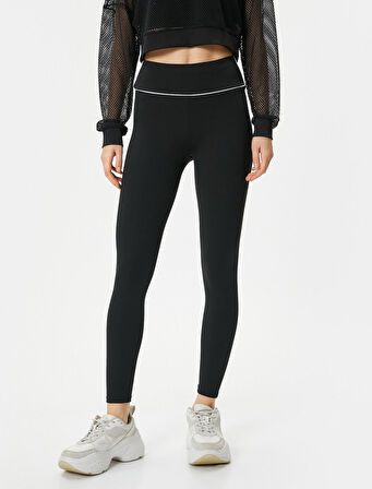 Spor Tayt Yüksek Bel Çizgi Detaylı Slim Fit