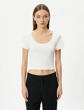 4SAL10229IK Koton Kadın T-shirt EKRU