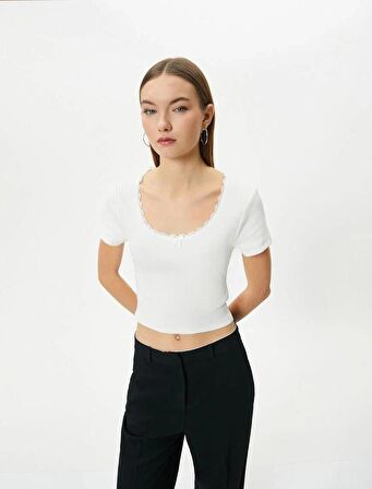 4SAL10229IK Koton Kadın T-shirt EKRU