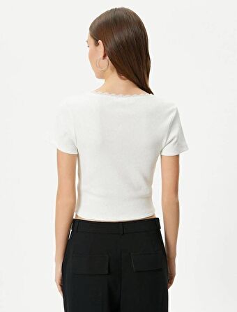 4SAL10229IK Koton Kadın T-shirt EKRU