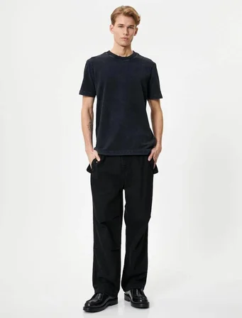 4SAM10315HK Koton Erkek T-shirt ANTRASİT