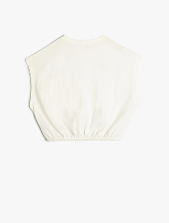 Crop Tişört Cep Detaylı Beli Lastikli Kolsuz Pamuklu