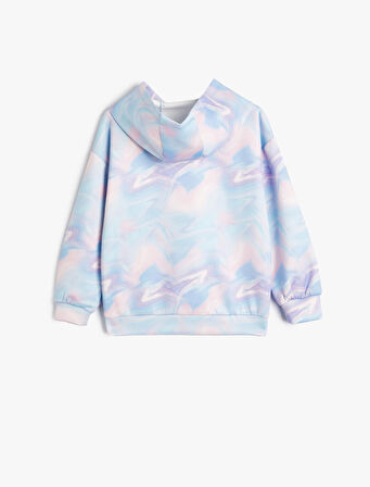Kapşonlu Sweat Batik Desenli Uzun Kollu