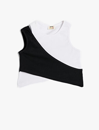 Crop Atlet Asimetrik Bel Pencere Detaylı Pamuklu