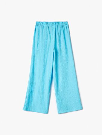 Bol Paça Pantolon Beli Bağlamalı Dokulu