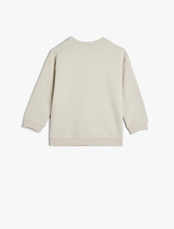 Düğmeli Sweatshirt Uzun Kollu Pamuklu 