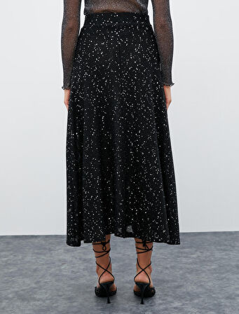 Melis Ağazat X Koton - Payetli Kloş Midi Etek