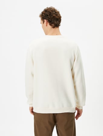 Bisiklet Yaka Sweatshirt Mistik Baskılı Uzun Kollu Ribanalı