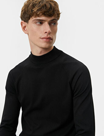 Yarım Balıkçı Yaka Kazak Slim Fit Triko Uzun Kollu