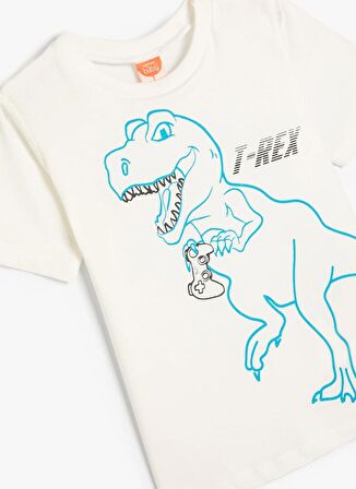 Koton Baskılı Ekru Erkek T-Shirt 4SMB10212TK