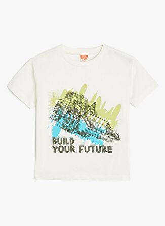 Koton Baskılı Ekru Erkek T-Shirt 4SMB10213TK-A