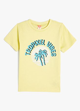 Koton Baskılı Sarı Erkek T-Shirt 4SMB10227TK-A