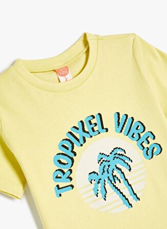 Koton Baskılı Sarı Erkek T-Shirt 4SMB10227TK-A