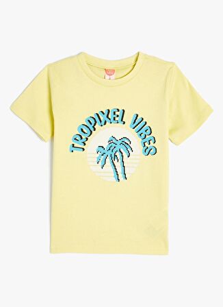Koton Baskılı Sarı Erkek T-Shirt 4SMB10227TK
