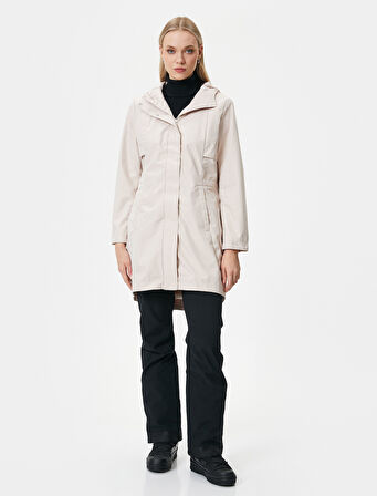 Uzun Outdoor Mont Kapüşonlu Cep Detaylı Çıtçıtlı