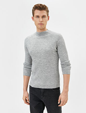 Yarım Balıkçı Yaka Kazak Slim Fit Triko Uzun Kollu