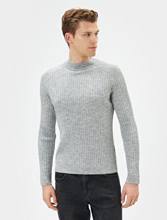 Yarım Balıkçı Yaka Kazak Slim Fit Triko Uzun Kollu