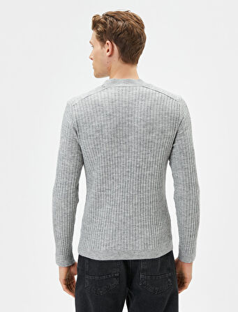 Yarım Balıkçı Yaka Kazak Slim Fit Triko Uzun Kollu