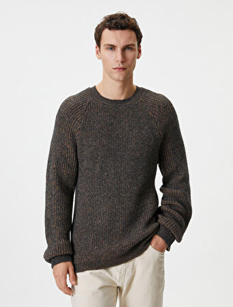 Triko Kazak Bisiklet Yaka Dokulu Uzun Kollu