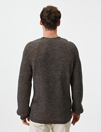 Triko Kazak Bisiklet Yaka Dokulu Uzun Kollu