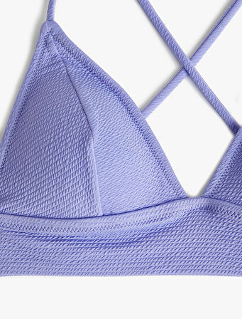 Üçgen Bikini Üstü Dokulu Çapraz Askılı Kaplı