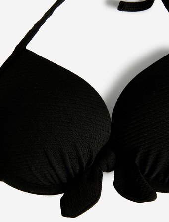 Push Up Bikini Üstü Dokulu Bağlama Detaylı Balenli