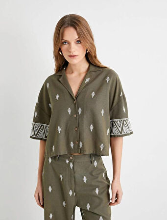 4SAK60124PW Koton Kadın Gömlek HAKİ